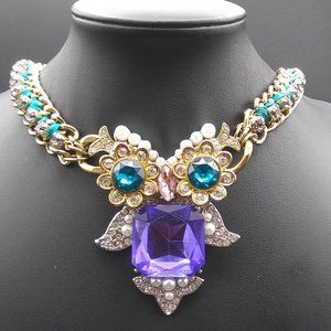 Betsey Johnson Rhinestone Owl Pendant Necklace